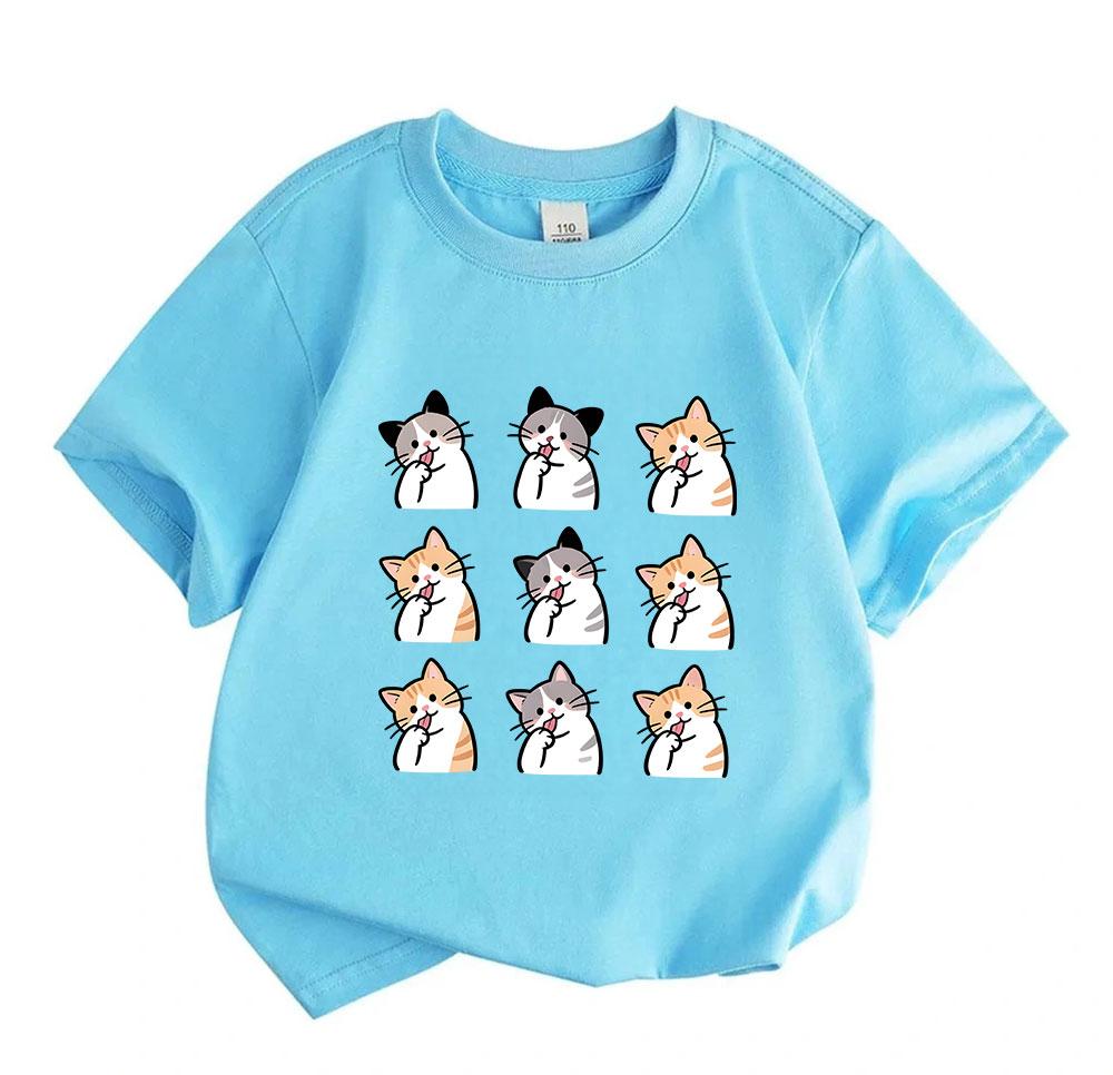 Kids Boys Girls 100% Cotton Round Neck Short Sleeve T-Shirt,