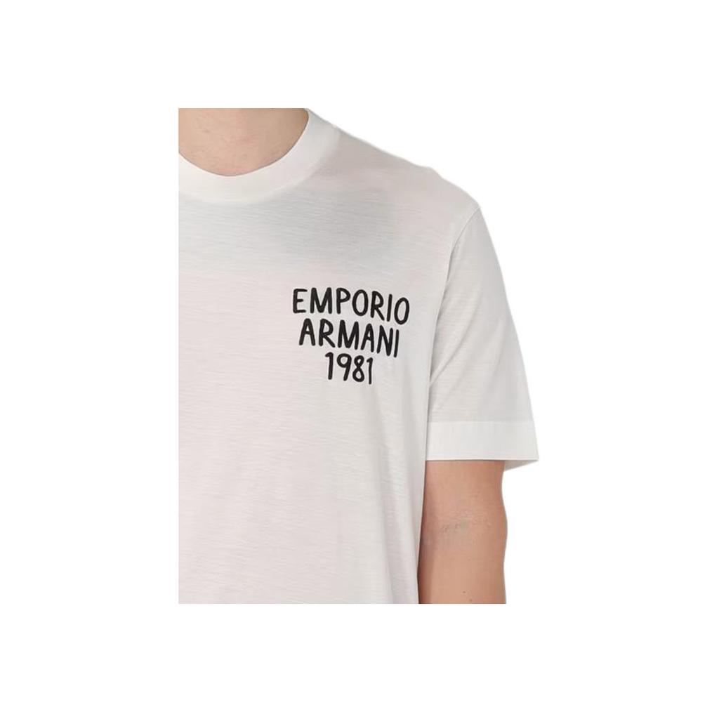 Emporio Armani Letter And Number Print Round Neck Short Sleeve T-Shirt Men Tops Yellow 3D1TA2-1JUVZ-01A3