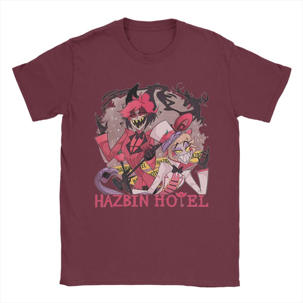 Hazbins Hotels Alastor and Lucifer Men T Shirts Demon Crazy Tee Shirt Short Sleeve O Neck T-Shirts 100% Cotton Party Clothes
