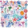 Creative Marine Animal Stickers Set Jellyfish Seashells Strong Labels Cup Laptop Decoration for Electronics
