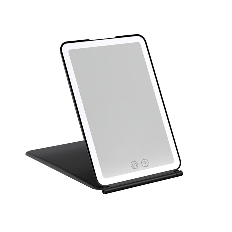 Led Folding Cosmetic Mirror with Lamp Rechargeable Flat Mirror Portable Folding Makeup Mirror on Both Sides