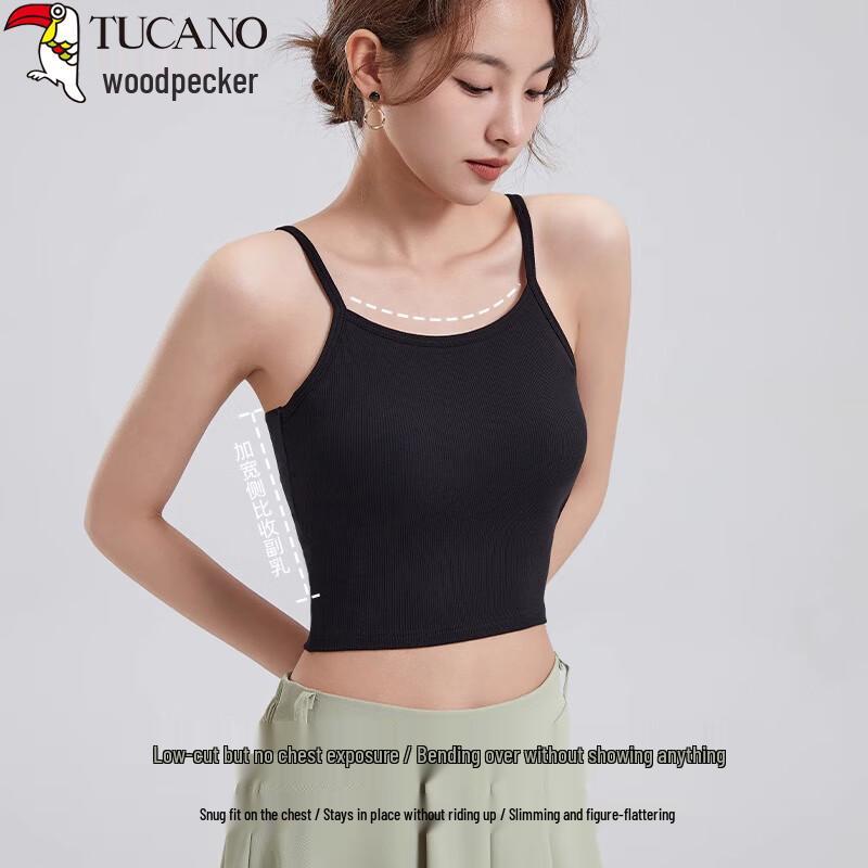 Женская бесшовная майка с набивкой и встроенным бюстгальтером S