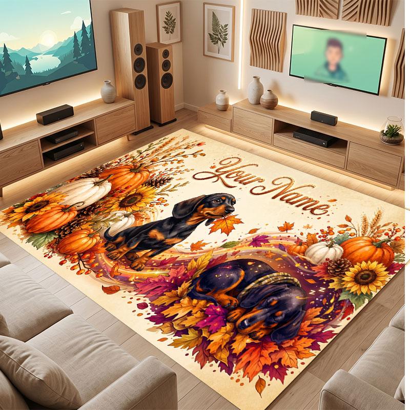 Mountain Landscape Theme Crystal Velvet Floor Rug Personalized Custom Name Text Warm Carpet Home Decoration