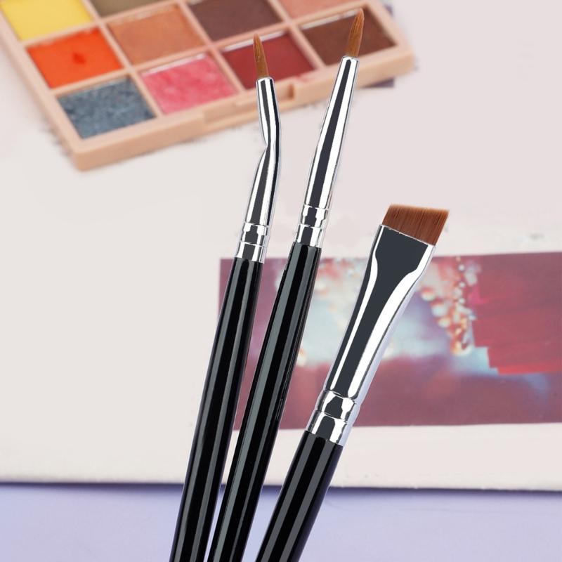 3pcs Fine Tip Angled Eyeliners Brushes With Wood Handle Makeup Brush For Detailed Looks Suitable For Various Occasion