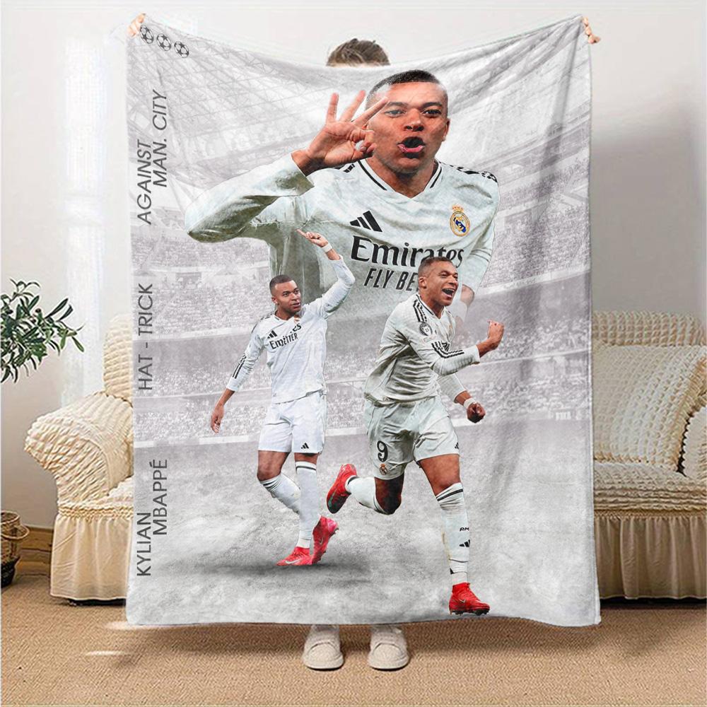 Star Player Kylian Mbappé Blanket Comfortable Suitable for Chair Bed Seaside for All Occasions Warmthful Decor Ideal Gift For Birthday Valentine'S Day