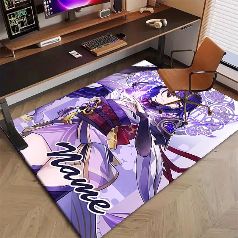 Custom Genshin Impact Mat Personalized Name, Polyester Washable Indoor Entryway Rug, Gift for Christmas, Easter, Thanksgiving Day