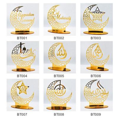 Ramadan Acryl Eid Mubarak Dekoration, Moschee Muslim Tisch Dekor LED Mond Islam