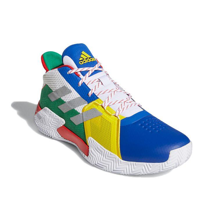 Adidas Court Vision 2.0 Round Toe Lace-Up Synthetic Leather Breathable Mid-Top Basketball Shoes Men Sneakers White Red Blue FZ1457