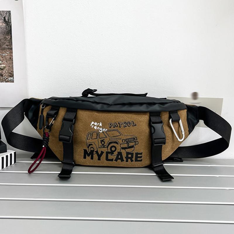 Men's Outdoor Travel Chest Bag Multi-functional Tooling Style Sports Cycling Crossbody Bag Large-capacity Multi-pocket Buckle Portable Chest Bag