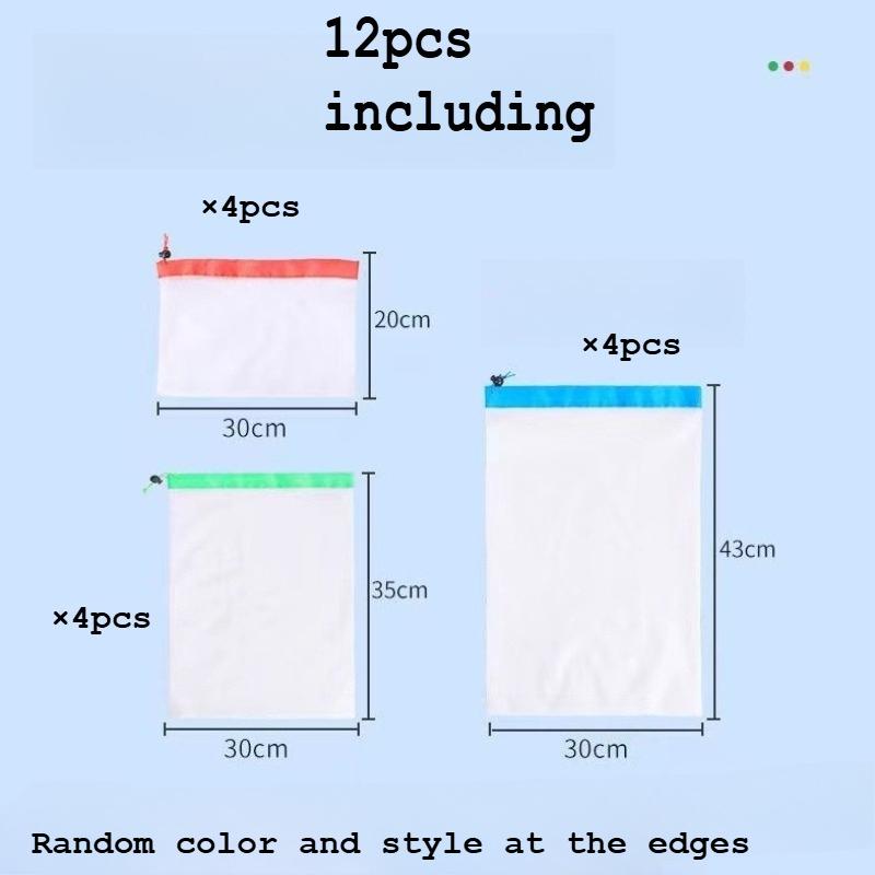 12pcs Toy Storage Organizer Mesh Bags Washable Mesh Transparent with Drawstring For Building Toys Groceries Shopping Storage 3190₽