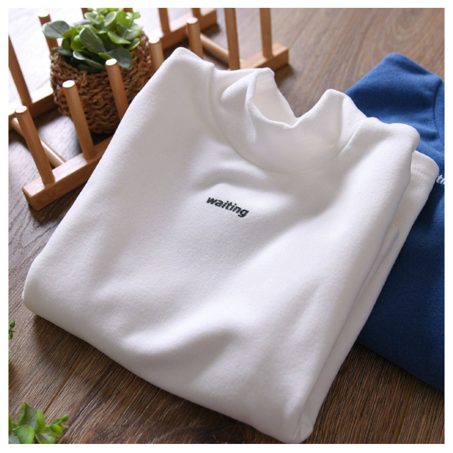 Boys Thermal Underwear Long Sleeve Half Turtleneck Top Korean Warm Base Layer Shirt For Kids 110