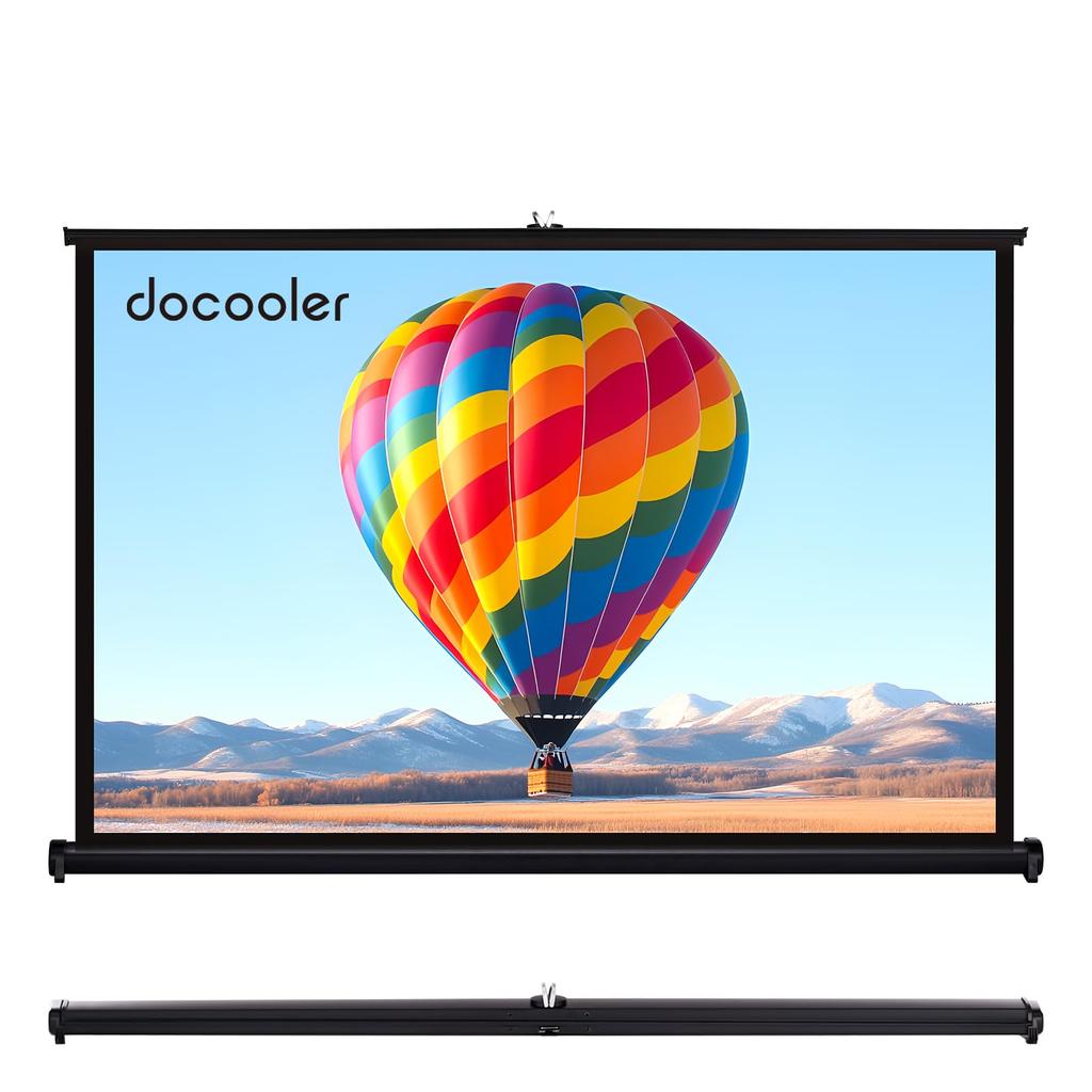 Ecran Proiector Docooler Ecran pentru Proiector de 50 Inch Ecran Portabil HD Proiecție Montat pe Perete pentru Home Theater Exterior Agățat, Proiector, 169