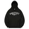 Khb0173 Lettering Auspicious Fleece Hoodie Black