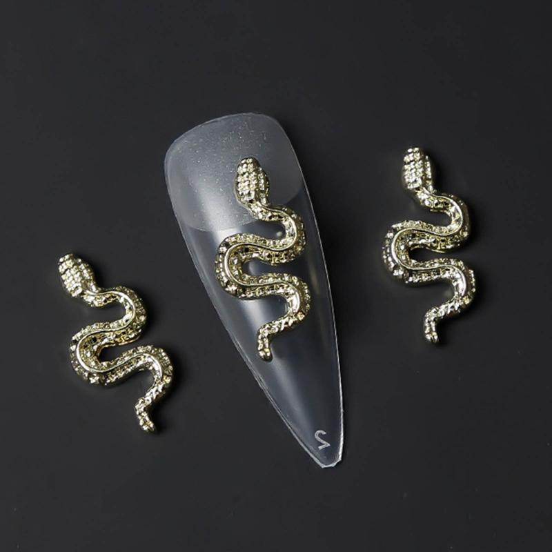 Snake Nail Art Charms 3D Nail Stud Manicure Glitter Alloy Nail Art Decorations