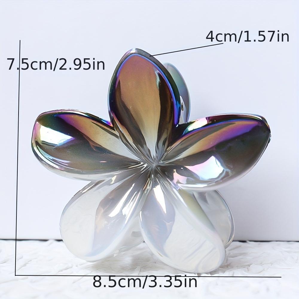 1 Stück Elegante Frangipani Haarnadel, Glitzernde Kunststoffblume Haarspange, Niedliches Hai-Klammer-Design, Farblich passend, Mittlere Größe, Einzelnes individuelles Stück
