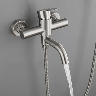 Badezimmer Duscharmatur Edelstahl Dreifache Badewannenarmatur Mischer Heiß Kalt Mischventil Auslauf Wasserhahn Wandmontiertes Heimduschset