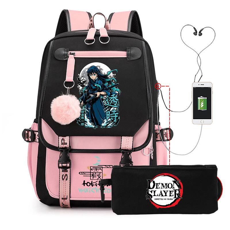 Anime School Bag Tokitou Muichirou Peripheral Backpack Set Student Pencil Bag