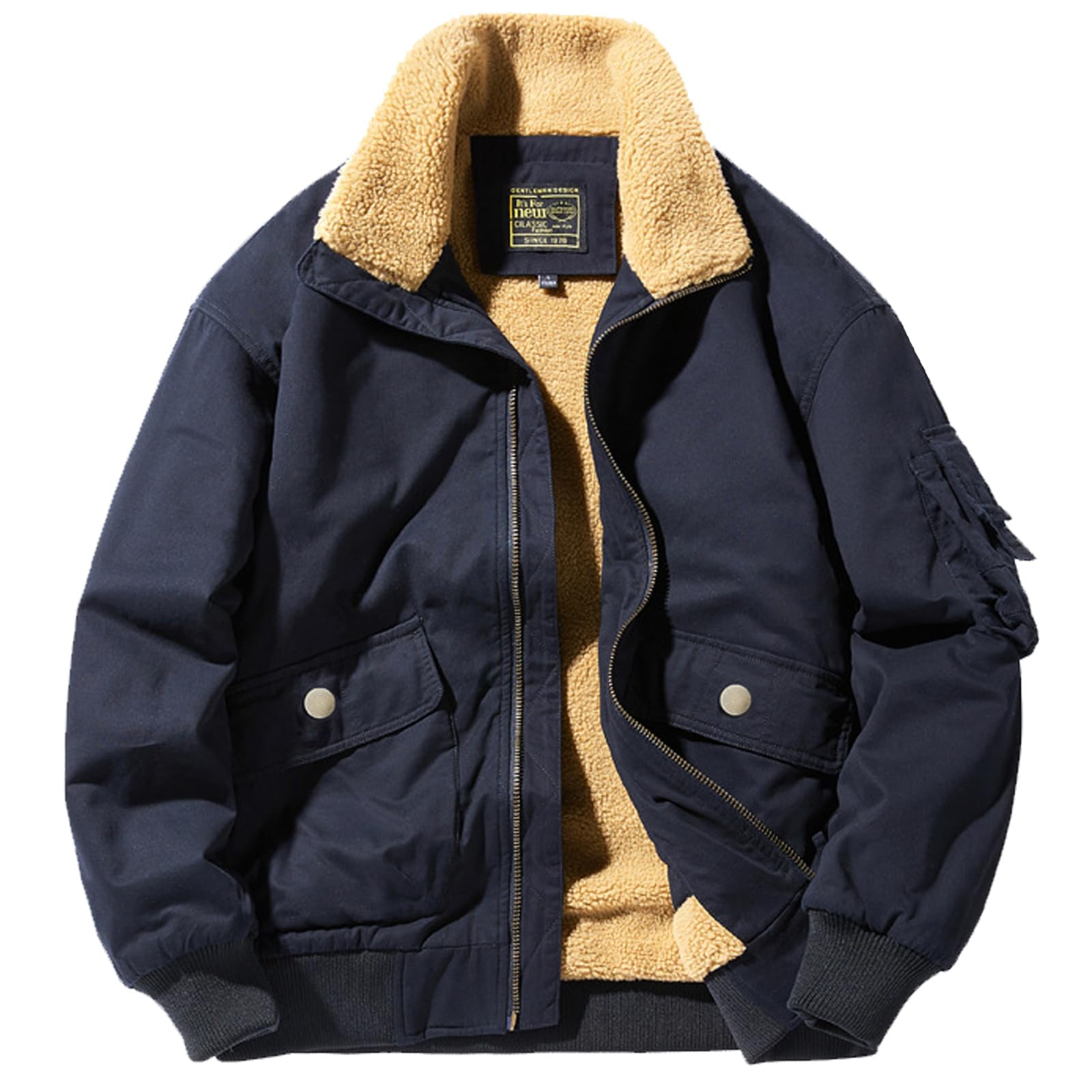 

Manatsulife WT83679 and Padded Jacket for Ideal for Outdoor and Mountain (5XL, Navy) - Thick, Warm, Windproof, Winter, Activities, Flight, Work,