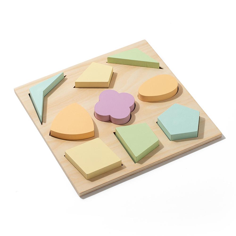 Kids Wooden Shape Puzzle Toy Geometric Shape Color Matching Cognition Board Gifts For Girls Boys