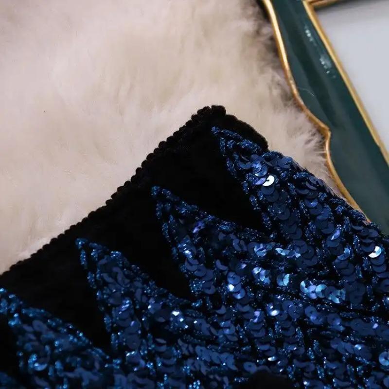 Women's Shiny High Waist Sequin Embellished Mini Skirt