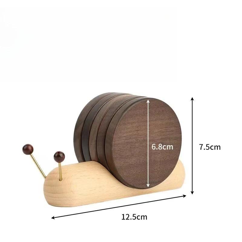 2025 New Fashion Black Walnut Cartoon Snail Decompression Creative Tea Cup Mat Decoration Insulated Tea Coffee Mug Coaster.