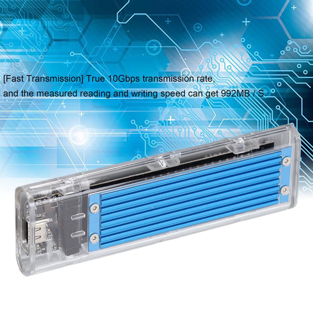 External Hard Drive Adapter 10Gbps Transparent NVME M.2 to Type C USB3.1 Gen2 Converter Case (Not Inclube Hard Disk)