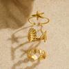 3Pcs/Set Stainless Steel Starfish Shell Rings Set For Women Vintage Gold Open Adjustable Ring Summer Beach Jewelry Gifts