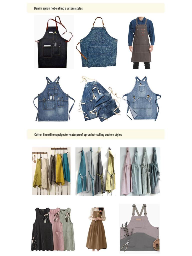 Bawełniano-lniany fartuch ogrodniczy w kwiaty - Prosty i elegancki styl japońsko-koreański