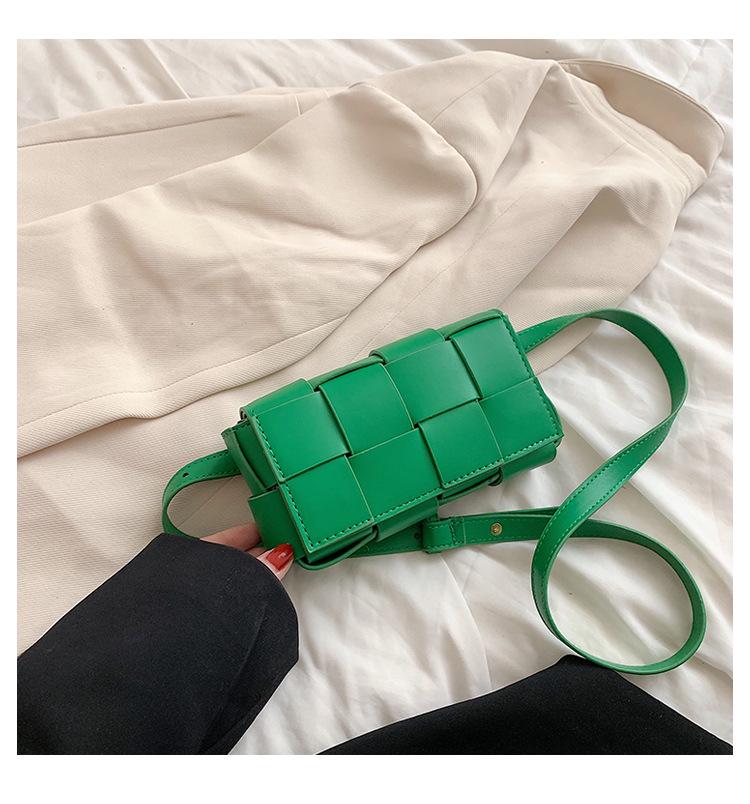 2025 New Fashion PU Woven Pillow Bag - Small Square Crossbody, Waist, and Chest Bag for Women