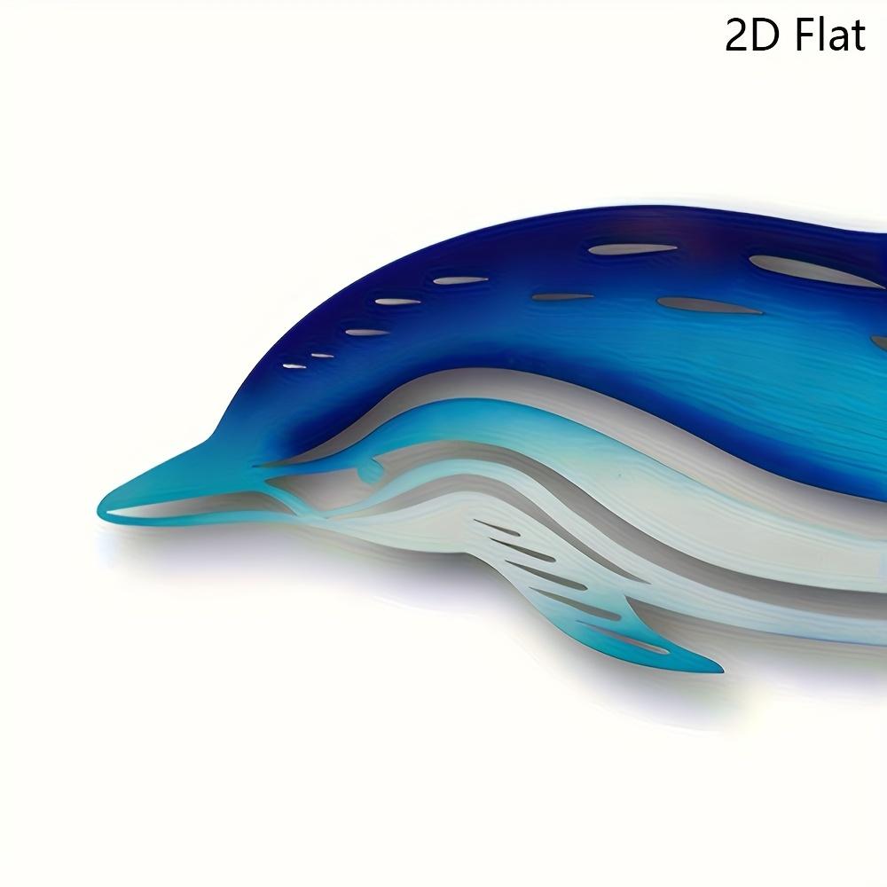 1 Stück Metallic Blau Delfin Wandkunst - Marine Heimdekoration