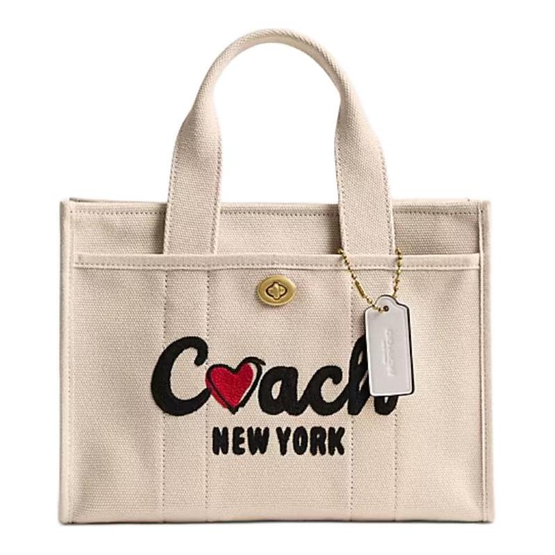 

COACH handbag [Qixi Festival Limited] Cargo 26 Brand Logo Practical and Versatile Love Pattern Fabric Tote Bag Tote Bag Shopping Bag One-shoulder рожевий