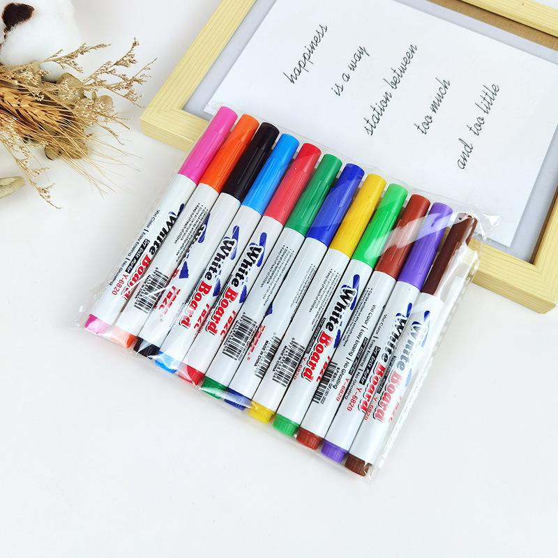 12-Color Erasable Washable Whiteboard Markers - Water-Based for Students, Teachers, Office