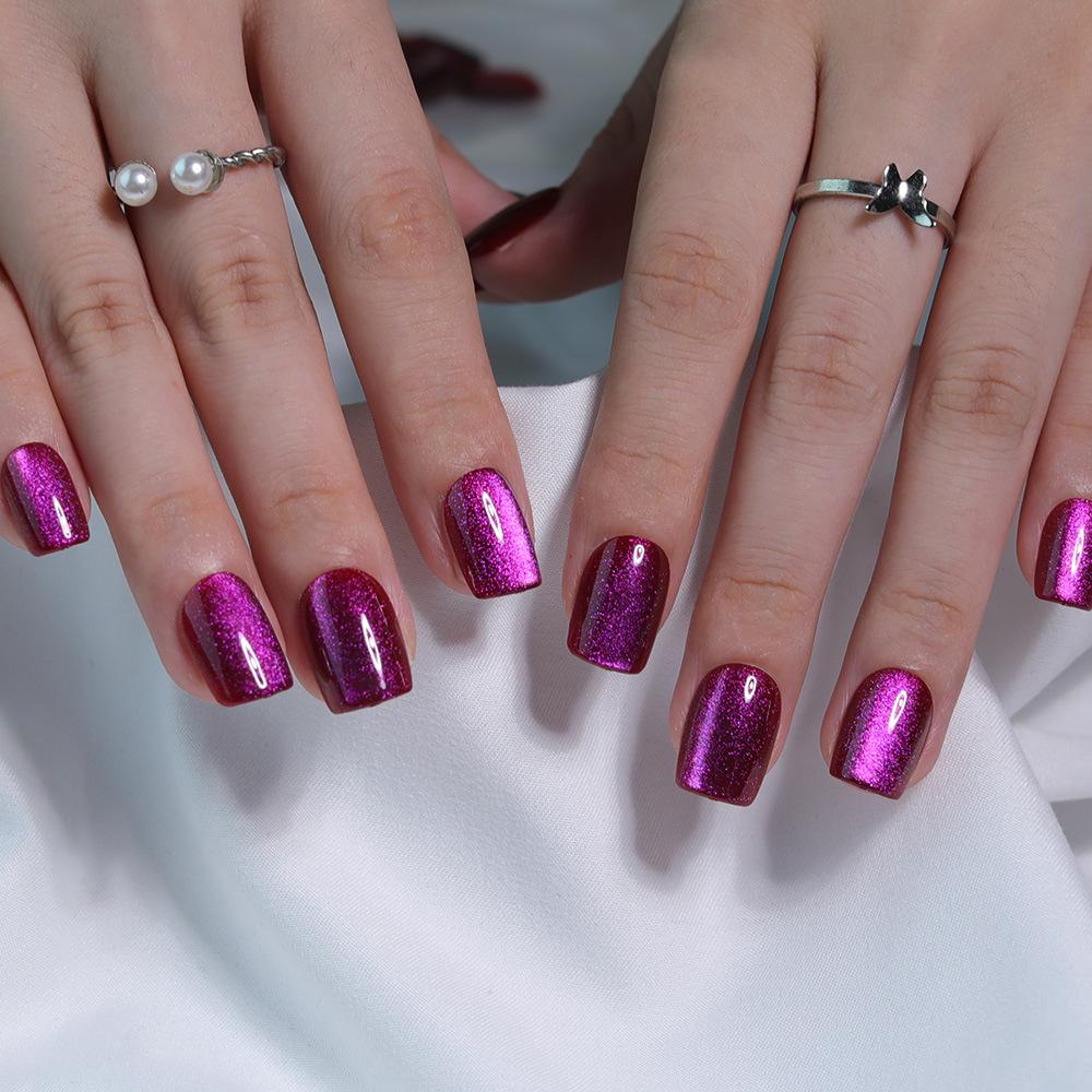31 Colors Advanced Flash Cat Eye Short Square Press-On Nails - 30PCS Box