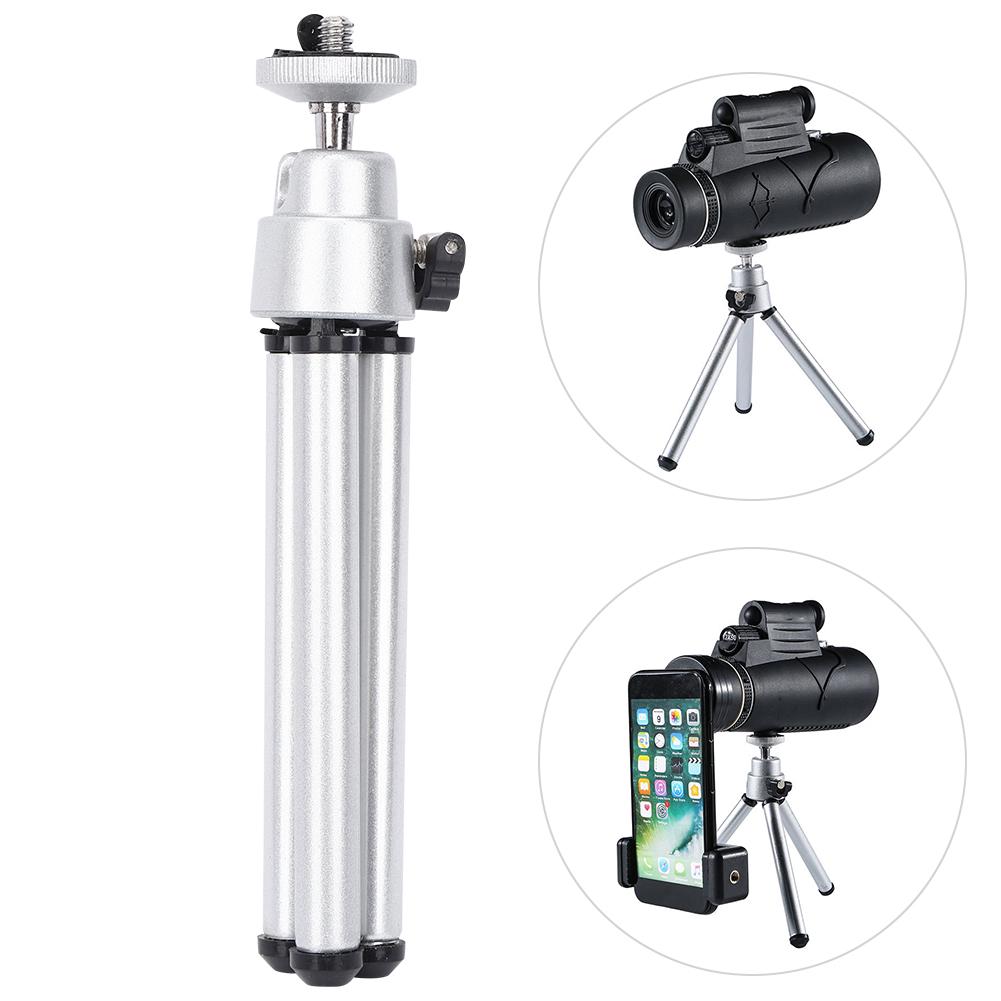 3PCS Aluminium Alloy Silver Stoving Varnish Mini Anti Shake Telescope Tripod