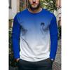 Herbst Freizeit Herren Langarm T-Shirt Herren Mode Oberteile Farbverlauf Muster T-Shirts Rundhals T-Shirt Outdoor Tägliche Kleidung für Herren