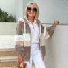 Fuzzy Fleece Jacket for Women Fluffy Sherpa Zip-Up Cardigan Fall Winter Warm Drawstring Hooded Coat with Pockets