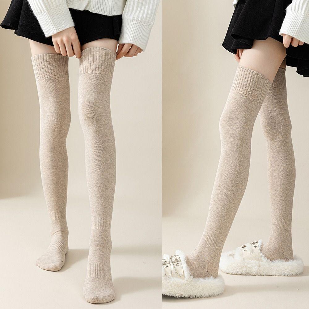 Solid Color Knee High Socks High Elasticity Long Socks Long Tight Stocking Stockings
