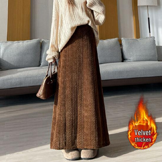 

Fleece-Lined Jacquard A-Line Midi Skirt with Hollowed Design - Autumn/Winter 2025 Collection XL