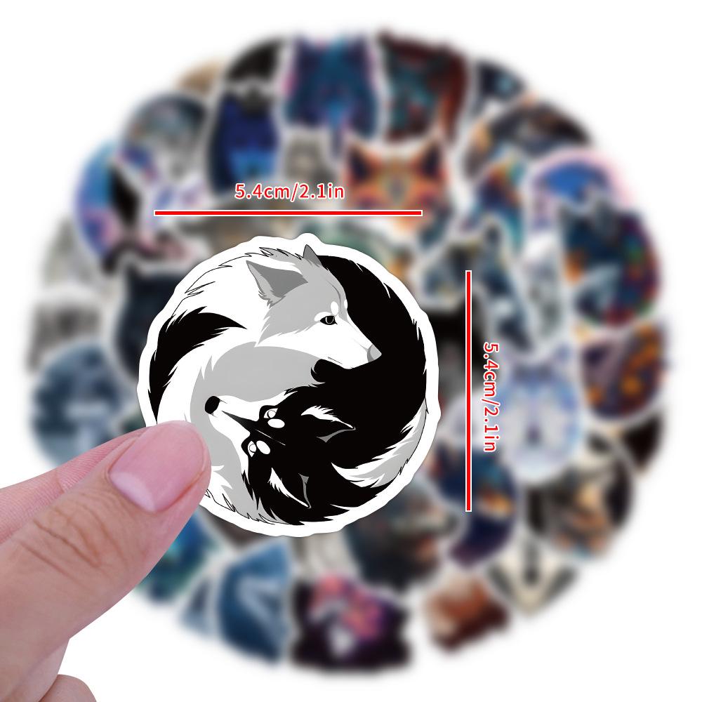 60-Piece Waterproof Wolf Cartoon Graffiti Stickers for DIY Decoration