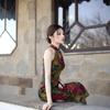 Beautiful young temperament retro style neck water drop collar cheongsam floral long daily senior sense thin dress