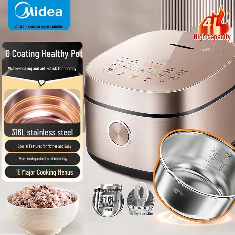 Midea 4L 0-Coating Stainless Steel Rice Cooker