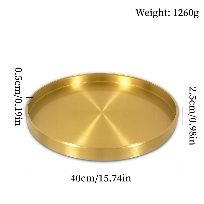 Multiple Sizes Polishing Brushed Texture Circle Shape Tray,Brass Tea Disc Home Cheese Food Plate,Snack Disc Table Decoration
