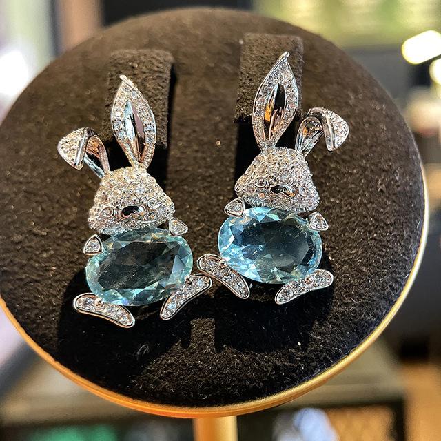 Orecchini A Forma Di Coniglio In Argento 925 | Lunghi 10,3 Cm | Gioiello Portafortuna Con Panno Lucidante