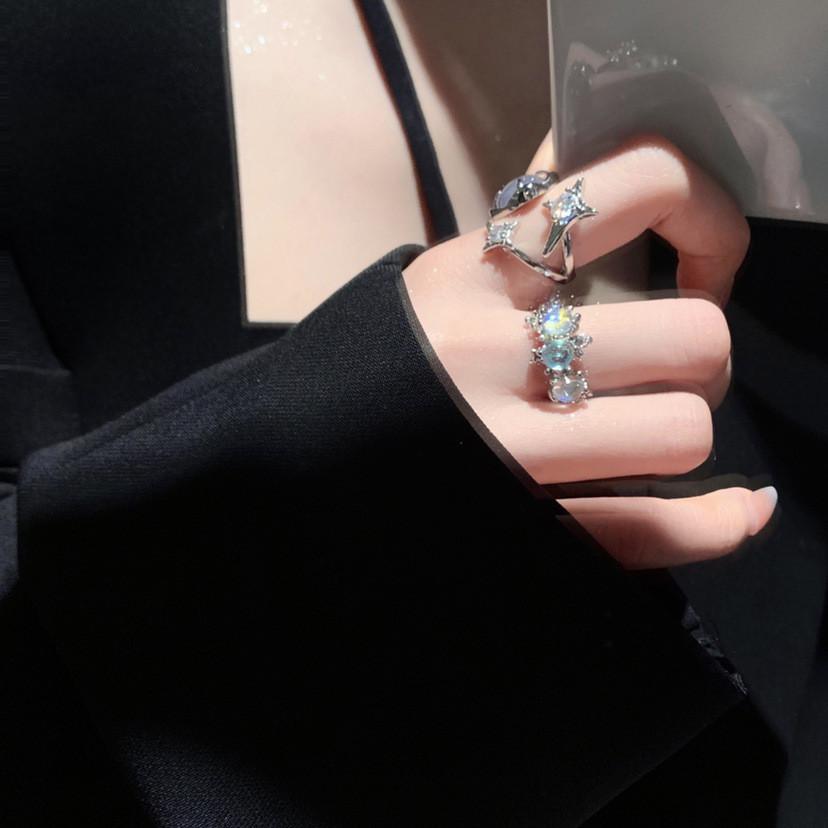 Unique Metal Ring With Iridescent Moonstone Design Adjustable Open Style For Women