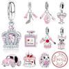 Copper Crown Pink Perfume Charms Beads Fit Diy Bracelet Necklace Making Gift Of High Quality Jewelry For Womens