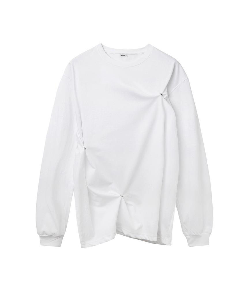 Lense Snap Button Oversize Tee White