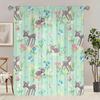 2PCS- Cartoon Deer - Printed curtain -100% polyester material, suitable for bedroom curtains and living room decoration
