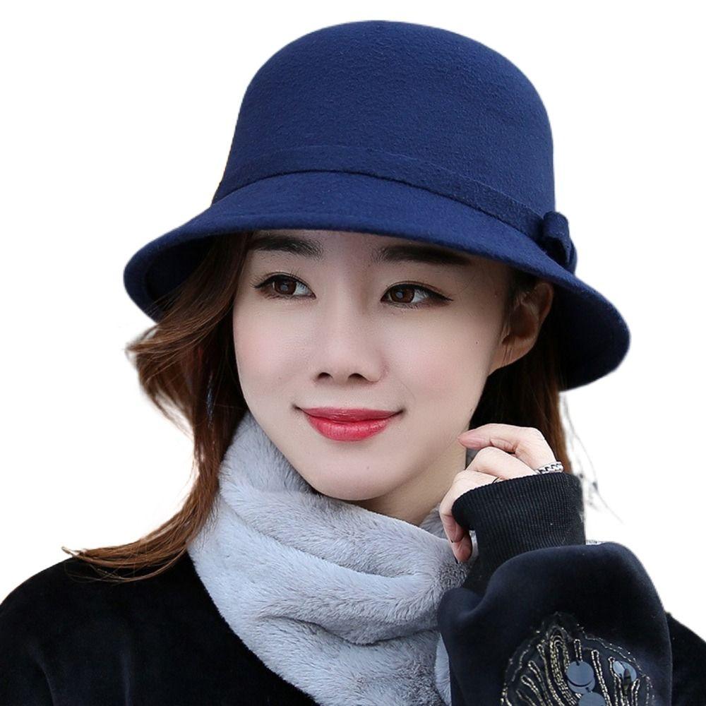 Cap Brim Bowler Fedora Hats Women Vintage Retro Hat Autumn Winter Warm Hat Wool Felt Bucket Cap Church Bowler Cloche Hats