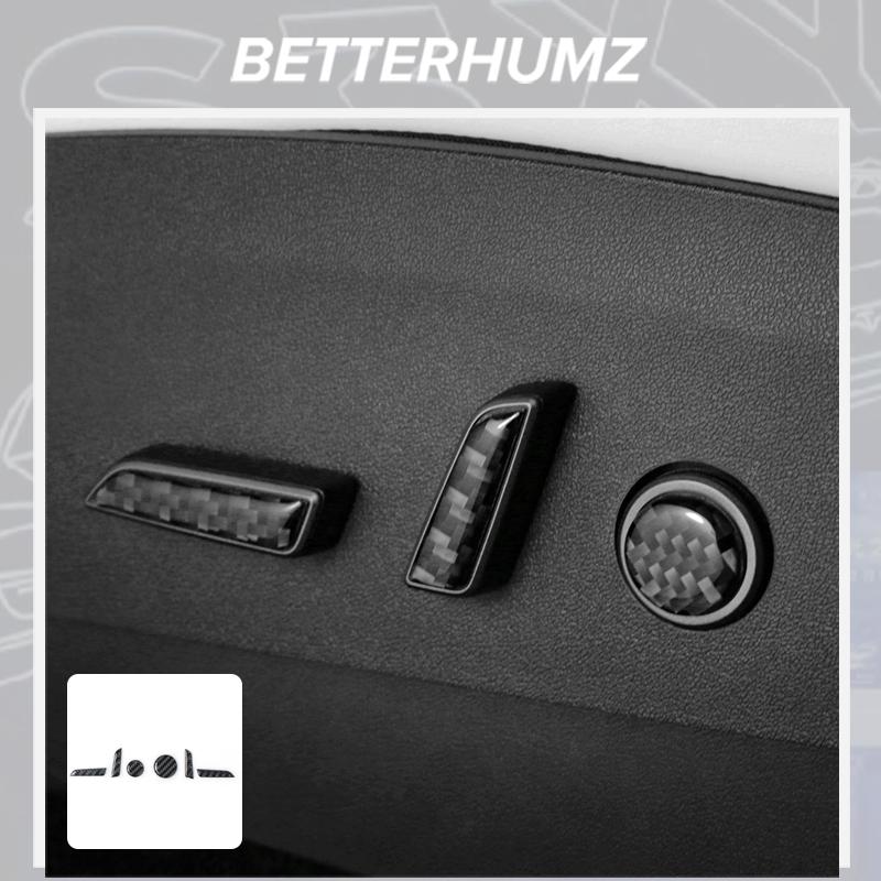For Tesla Model 3 Model Y 2019-2026 Carbon Fiber Seat Adjustment Buttons Trim Protect Stickers Car Interior Tuning Accessories