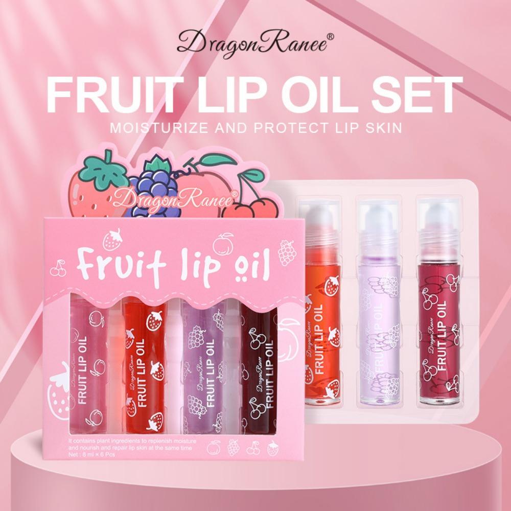 Lip Oil Four Sets of Boxes Moisturizing and Moisturizing Fluid, Water Supplement, Roller Mouth Oil, Dry Cracks, Colorless TransparencyMakeup